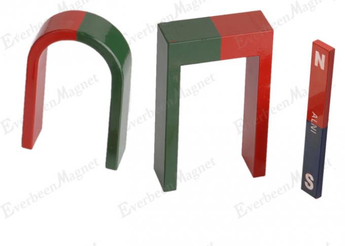 Alnico3 aimants éducatifs peints par vert rouge, barre d'aimants d'AlNiCo de fonte
